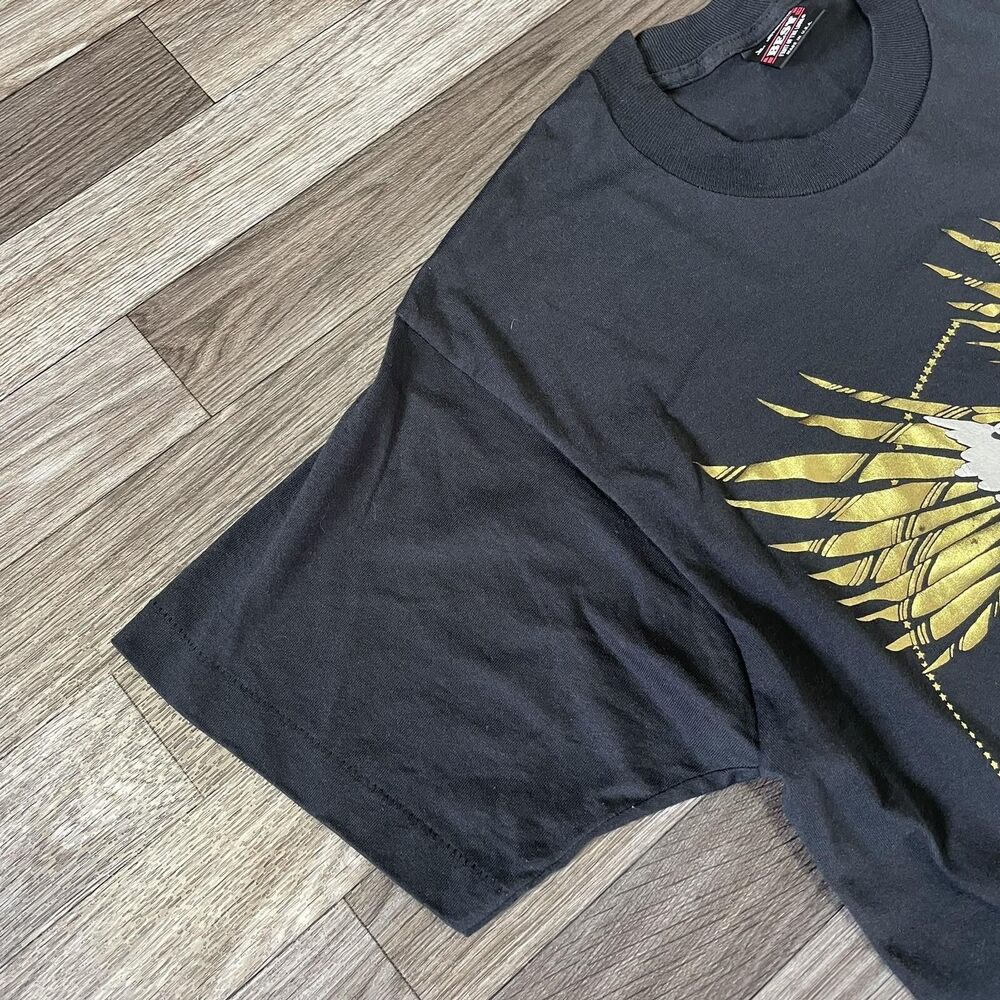 Vintage 90s Nature Shirt Men’s Large Fruit Of The Loom Tag Eagle Black Gold - Picture 5 of 7